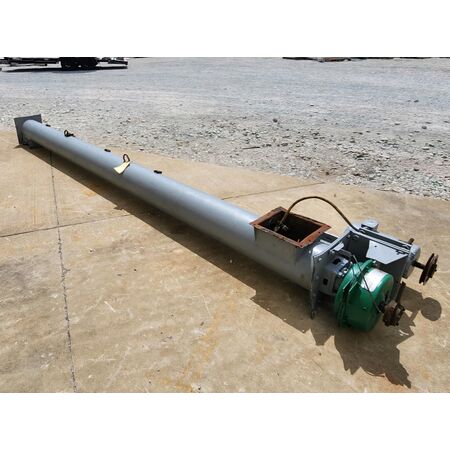 8" diameter x 14' long, mild steel tubular screw auger conveyor, 3 HP, 208-230/460 V., 3 phase