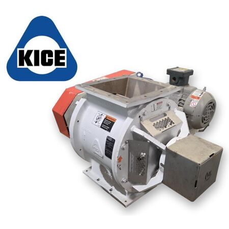 10" Kice #VJOT14x10x10, carbon steel rotary airlock, 8-vane rotor, 18.5" body height, 1 HP, 230/460 V.