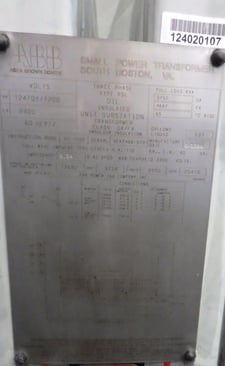 3750/4687 KVA 12470Y/7200 Primary, 2400 Delta Secondary, ABB