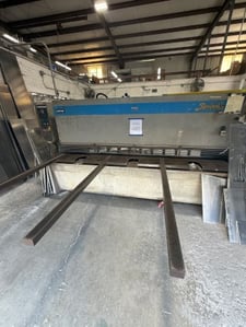 3/8" x 10' Baykal #MGH-3100x10, hydraulic 39" front operated power back gauge, 30 HP, 1998