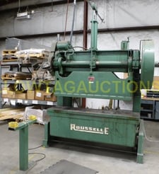 60 Ton, Rousselle #6B-76, double crank gap frame press, 2" stroke, 12.5" shut height, 3" adj., 50 SPM, 76" x
