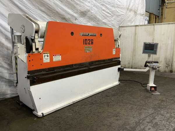 175 Ton, Accurpress #717512, hydraulic press brake, 12' overall, 124" between housing, 8" stroke, 20 HP, 2001
