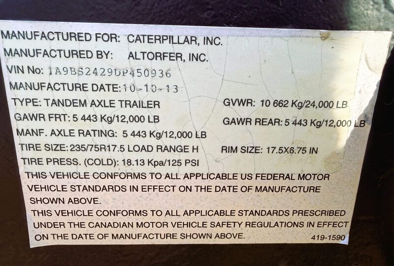 Altorfer, pull-behind generator trailer, for Caterpillar XQ400/500 class