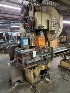 45 Ton, Niagara #M-45, OBI flywheel press, 4" stroke, 11" Shut Height, 3" adj., 110 SPM, 28" x18" bed (2