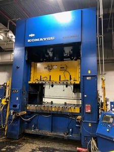330 Ton, Komatsu #E2G300U, straight side double crank press, 14.2" stroke, 28.3" die height, 12-40 SPM, 86.6"
