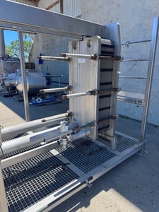 600 sq.ft., Alfa-Laval, Stainless Steel Plate Heat Exchanger, (80) plates, 18" wide x 60" high plates, (2) 4"
