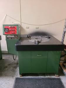28" Lapmaster, open face, 3 conditioning rings (10-3/4" ID), slurry pump, cycle timer, nice, 1980' s