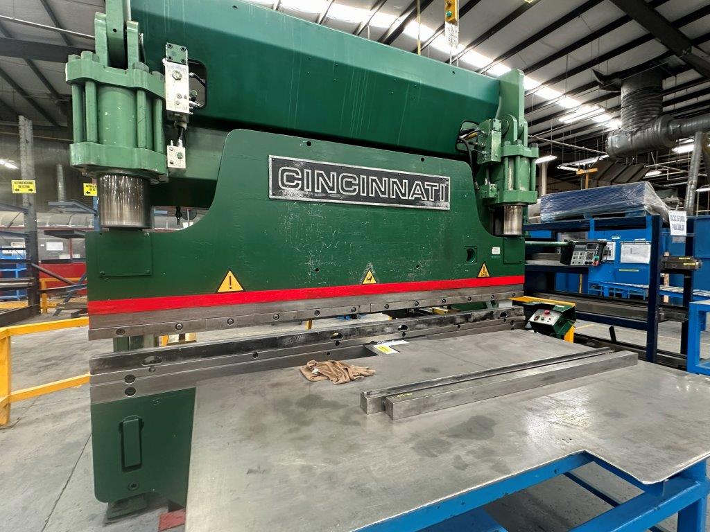 350 Ton, Cincinnati #350CB-11, CNC press brake, 12' overall, 126" between housing, 10" stroke, 30 HP, 2001