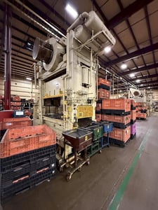 300 Ton, Verson #S2-300-96-54T, straight side double crank press, 12" stroke, 37" Shut Height, 96" x 54" bed