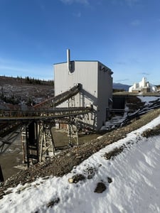 30" wide x 177' -1/2' long, belt conveyor, from tower to sizing screen