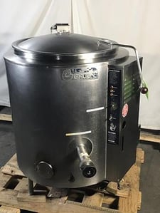 40 gallon Groen #AH/1E-40, Nat. Gas stationary steam kettle, 2" TDO, E-Z Lift Stainless Steel cover, parts