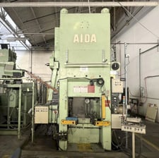 630 Ton, Aida #K-630, knuckle joint press, 8.66" stroke, 21.65" die height, .59" adj., 31.49" x27.55" bed