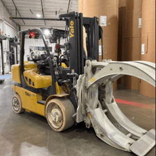 15,000 lb. Yale #GLC155VX, Forklift w/ Cascade Paper Roll Clamp, 185" max. lift height, 72" clamp, 2,802