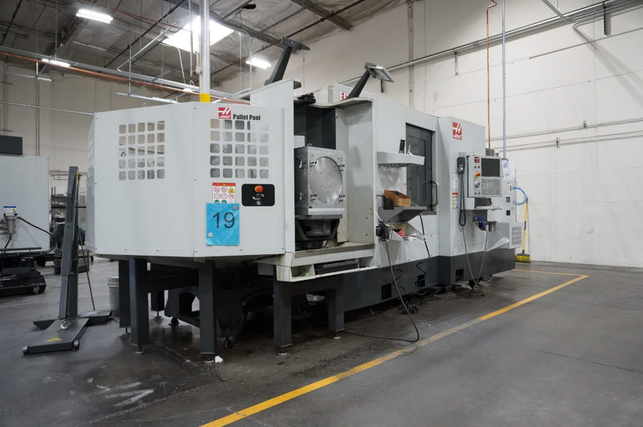 Haas #EC-400PP, 22" X, 25" Y, 22" Z, 12000 RPM, 100 automatic tool changer, 6-pallet changer, 300 psi coolant