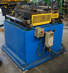 18" x .08" Tishken, 7-roll flattener straightener, 3 over 4 w/ pinch rolls, 2.5" roll diameter, entry/exit