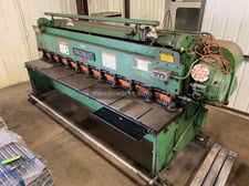 10 gauge x 10' Cincinnati #1010, Mechanical Power Squaring Shear, front-operated backgauge, hold-downs