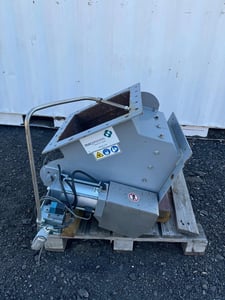 13.5" Macprocess #Z14-2CS-45-MG-HT4, 2-Way Gravity Diverter Valve, pneumatic cylinder actuator