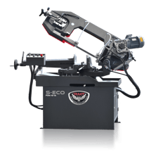 10" x 14" RMT #S-ECO-PDM-10-14, manual pivot double miter bandsaw, 65-328 FPM, 2 HP, 10' 4" x 1" x 0.035"