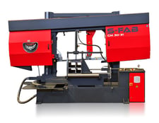 30" x 31" RMT #S-FAB-CM-30-31, manual pivot double miter bandsaw, 65-328 FPM, 10 HP, 331" x 1.61" x 0.051"