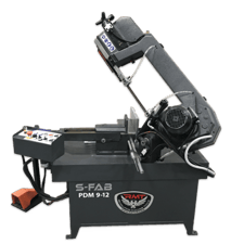 9" x 12" RMT #S-FAB-PDM-9-12, semi-auto pivot double miter bandsaw, 114-229 FPM, 1.75 HP, 8'11" x 1" x 0.035"