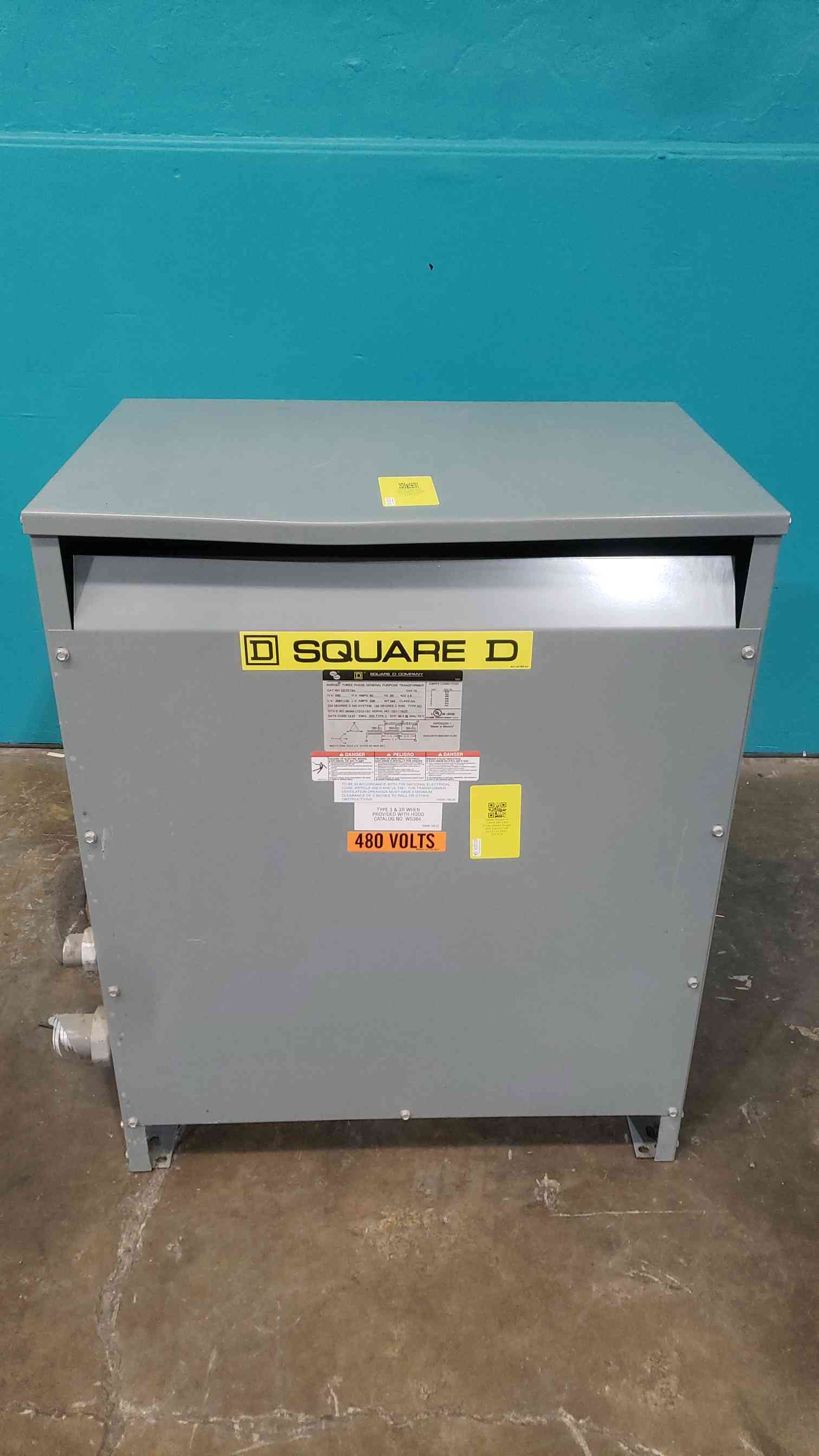 75 KVA 480 Primary, 208Y/120 Secondary, Square D EE75T3H Sorgel, Dry Type, 3PH
