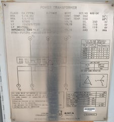 5000/7000 KVA 67000 Delta Primary, 12470Y/7200 Secondary, Abb