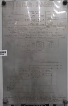 7500/8400 KVA 13800 Delta Primary, 4160Y/2400 Secondary, Cutler-Hammer