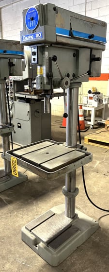 20" Clausing #2221, Single Spindle Drill, 300-2000 RPM, 22" x 19" Table, 1 HP, 1 Phase