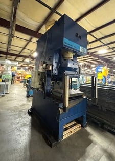 150 Ton, Komatsu #OES150-3, OBI press, 7.9" stroke, 17.7" die height, 3.9" slide adj., 1988