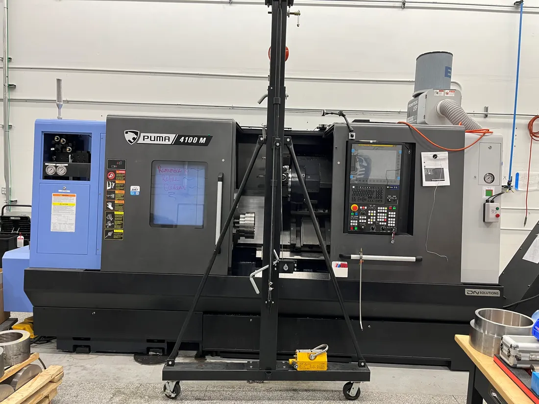 DN Solutions #Puma-4100LMB, CNC Lathe, 31.1" swing, 38.5" between centers, 21.65" turning diameter, 20"