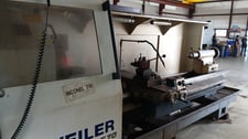 Weiler #E70, CNC lathe, 28" swing, 118" centers, 8" bore, 1800 RPM, 50 HP, Weiler CNC, 4-position tool post