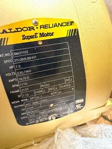 7.5 HP 1800 RPM Baldor, Frame 213T, TEFC, 460 Volts, unused, no brake