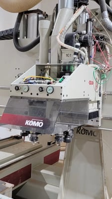 Komo #VR-1005TT-Mach-III, CNC router, (2) 61" x 73" tables, vacuum hold down, 24,000 RPM, 18 HP, 12 position