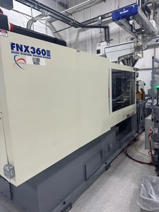 400 Ton, 42.9 oz., Nissei #FNX360IIIA-100A, injection molding machine, 28.9" tie bars, 41.5" platen, 52"