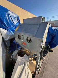 36" x 24" x 22" Trinco #33/BP, blast cabinet, vacuum dust recovery, viewing window, glove ports