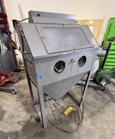 36" x 24" x 22" Trinco #33/BP, blast cabinet, vacuum dust recovery, viewing window, glove ports