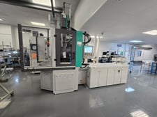 100 Ton, 3.4 oz., Arburg #1200T-1000-290, vertical clamp injection molding machine, new 25mm screw, low
