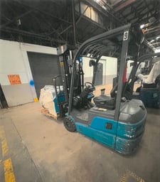 4000 lb. BYD #ECB18-3W, 3-wheel electric forklift, 24" load center, LiFePO4 battery, AC drive, 41.3" width