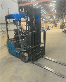 4000 lb. BYD #ECB18-3W, 3-wheel electric forklift, 24" load center, LiFePO4 battery, AC drive, 41.3" width