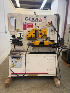 5-1/8" x 5-1/8" x 1/2" Geka #Hydracrop-80-S, hydraulic ironworker, 88 ton, 12" throat, 2-3/4" stroke, 12.5