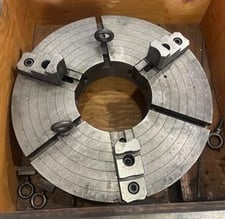 24" 3-jaw independent oil country style lathe chuck, 9-3/8" bore, internal thread mount