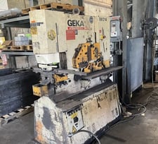 5-1/2" x 5-1/2" x 1/2" Geka #Hydracrop-80/S, dual cylinder hydraulic ironworker, 88 ton, 12" throat, 1995