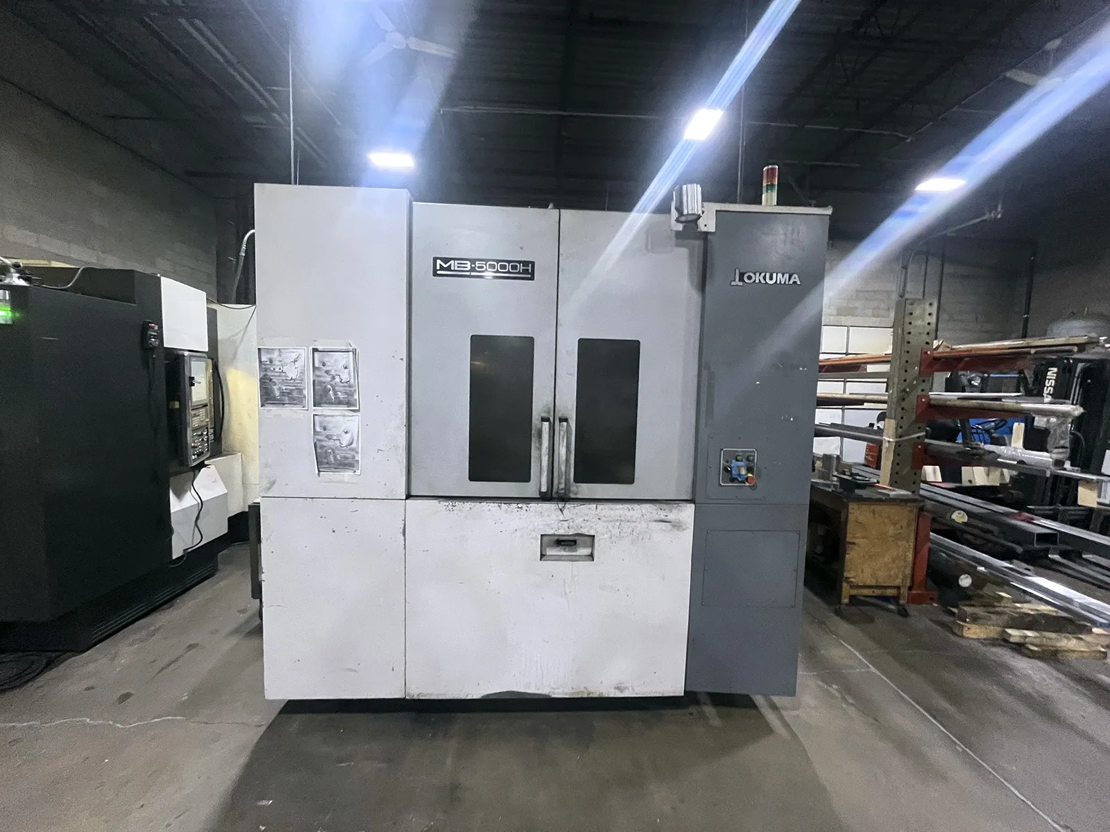 Okuma #MB-5000H, CNC horizontal machining center, 19.69" pallets, 29.9" X, 29.9" Y, 29.9" Z, 15000 RPM, CAT