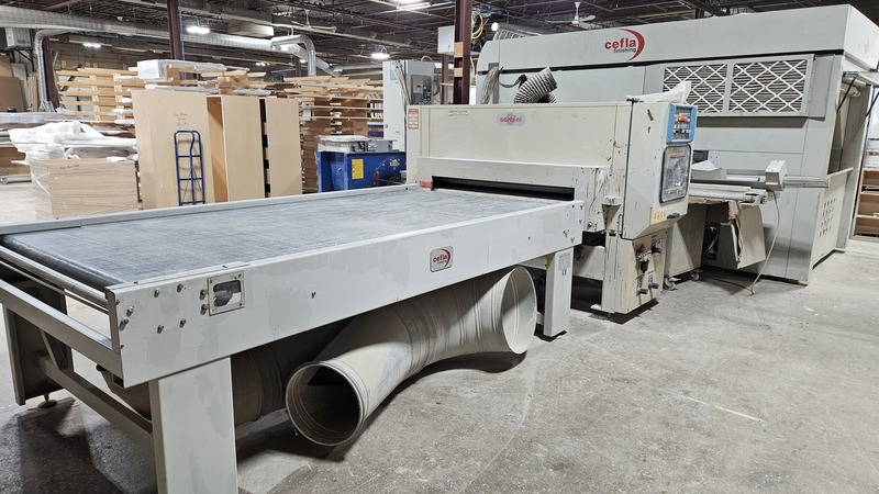 Cefla, Automatic Spray Finishing System, (4) spray guns, 4 KW @ 1755 RPM air circulation fan, Sorbini