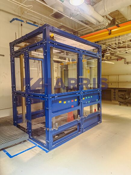 shielding enclosure w/ overhead jib crane & electr, 500 lb. crane capacity, 1/2" thick polycarbonate