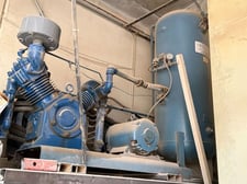 125 psi, Gardner Denver #ADO-1003, Two-Stage Vertical Air Compressor, 870 RPM, 6-3/4" & 3-3/4" bore, 4"