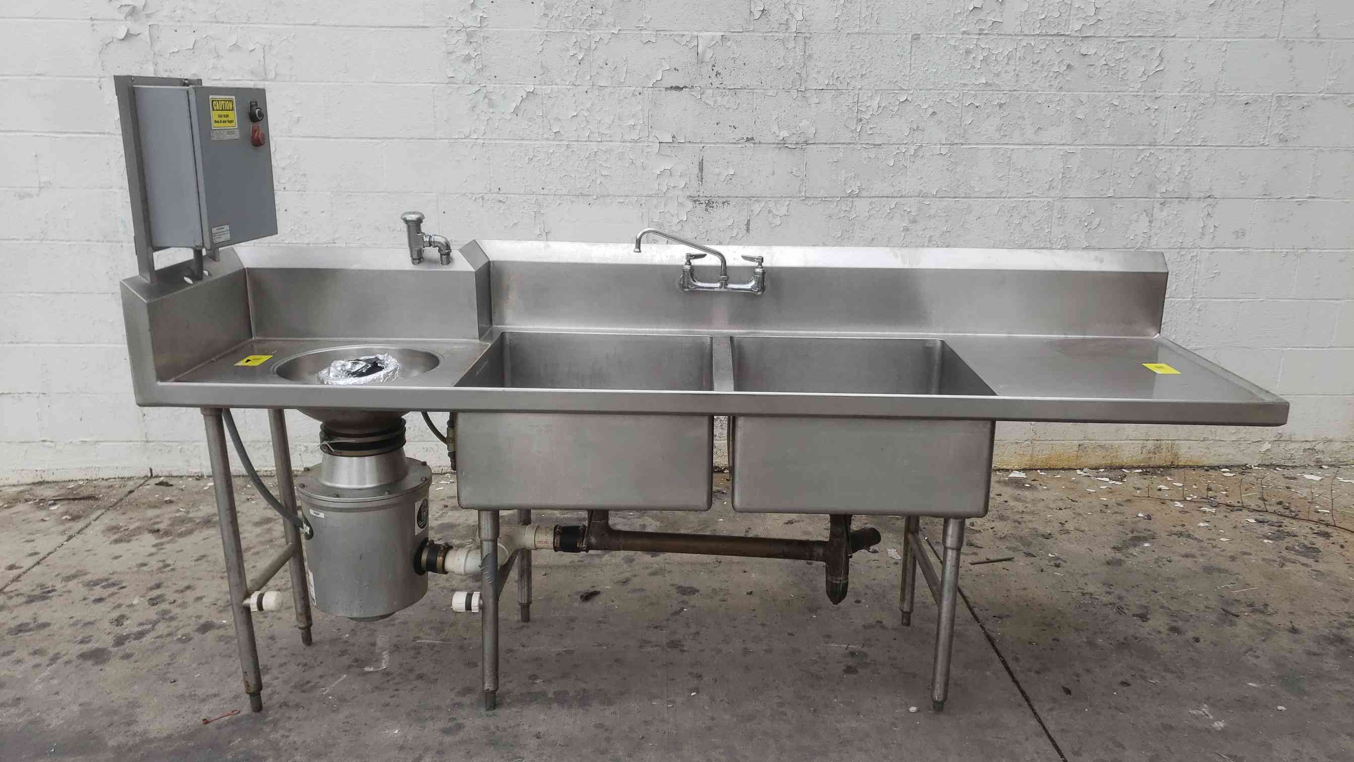 hobart 2-compartment stainless steel sink w/ food