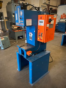 19 Ton, Neff #D15-5M, C frame press, 7" stroke, 18" daylight, 15" x12.25" bed, 2.5" ram, 7" throat, 2004