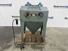 23-3/4" x 36" Dee-Blast #38, abrasive blast cabinet with dust collection, 5" x 17" viewing window