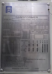 12000/20000 KVA 13800 Delta Primary, 4160Y/2400 Secondary, Sunbelt